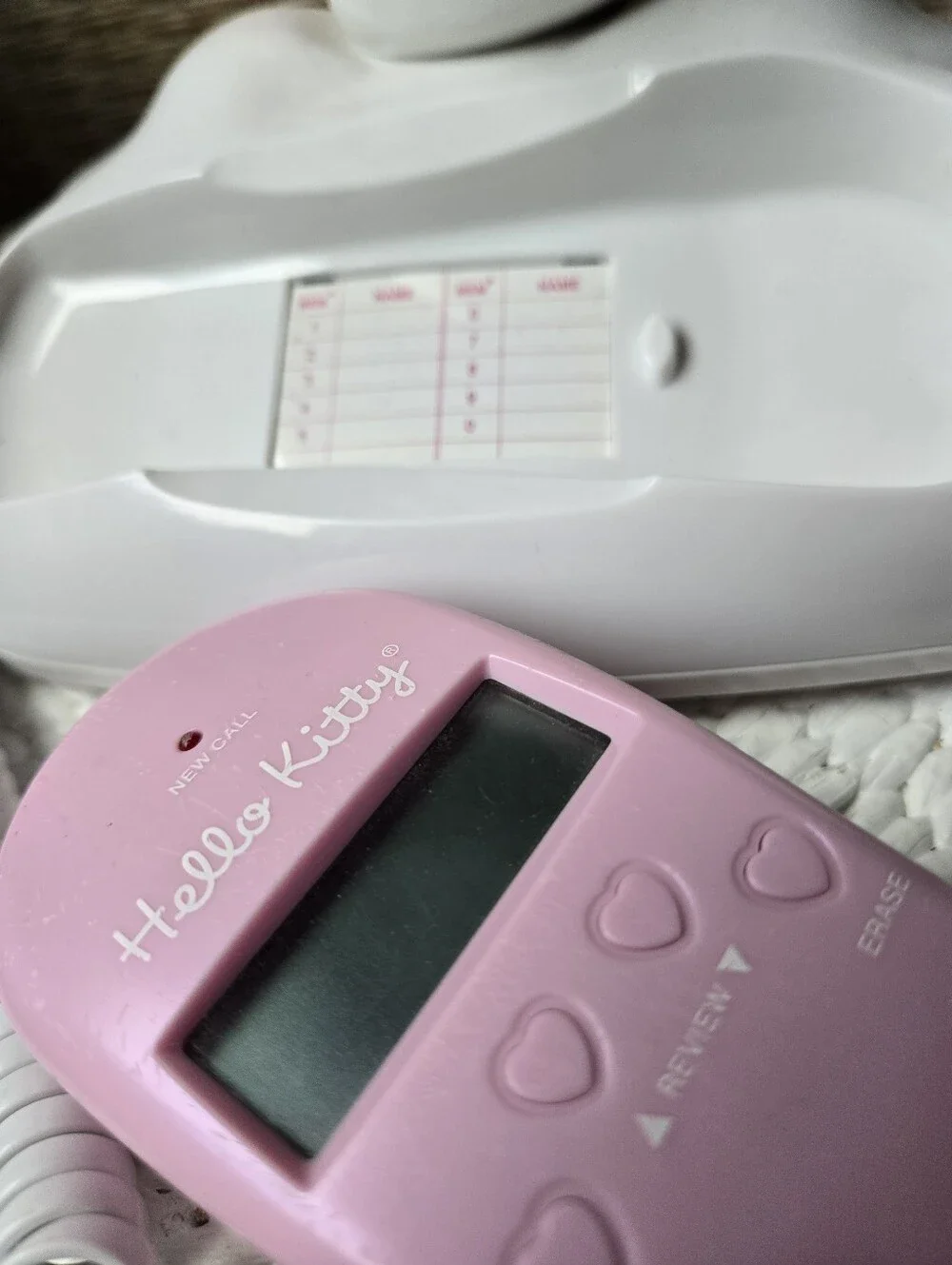 Working Hello Kitty Pink & White Desk Landline Phone Angel Figurine